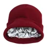 Bonnet/Crâne Casquettes Hiver Soie Satin Doublé Tricot Bonnet Chapeaux pour Femmes Grosse Casquette Chaud Bonnet Chapeau T221020