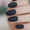 False Nails Matte White Ballerina Frosted Coffin Flat Press On Fake Tips Faux Ongle Daily Finger Wear Free Glue Sticker