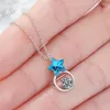 Pendant Necklaces Exquisite Star Necklace Charming Women's Blue Crystal Clavicle Chain Ladies Wedding Party Jewelry