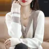 Women's Knits Woman Sweater Cardigan Korean Style 2022 Autumn/winter Knitting Color Matching Fashion Woman's Clothing Drop PYG0722