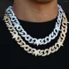 Choker 15mm bredd bling 5a cz kubansk länkkedja halsband kvinnor män is av hiphop två ton färg stjärnögonhängen smycken