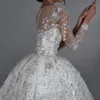 2024 Árabe Lujoso Tallas grandes Vestidos de novia sin espalda Mangas largas Cristales Vestido de novia Impresionantes vestidos de boda con lentejuelas Personalizar s