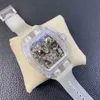 Luxury mens Mechanics Watches Wristwatch Wine Barrel Leisure Business Watch Rm56-02 Automatic Crystal Case White Glue Band Men