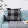 Taies d'oreiller abstaute d'oreiller 2pcs 45x45 Plaid en lin blanc noir 18 pouces Couvre-oreillers d￩coratifs pour canap￩ couvre-chambre ￠ coucher de chambre ￠ coucher