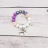 Bracelet de perles en Silicone, porte-clés personnalisé en forme de cœur, accessoires de perles en bois, Option multicolore pour femmes, vente en gros