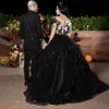Gothic Black A-Line Wedding Dresses Tiers Ruffles Skirt Lace Appliques Custom Illusion Bateau Neck Vintage Puffy Bridal Gowns 2023 Plus Size Robe De Marriage