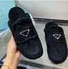 Women Slippers Home Sandal Slides Woollen Designer Cross Vamp Winter Womens Wool Triangle Leisure Luxury Plush Fashion Warmth Flat Bottom