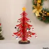 Kerstdecoraties multiphout houten boom diy hand geassembleerd driedelig paar vorkvensterdecoratie ornamenten 220912