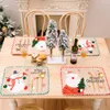 Placemat di Natale Babbo Natale Snowman in pino di Natale Feste invernali Cucina sala da pranzo tavolino rettangolare KDJK2210