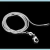 سلاسل 1mm 2mm 925 Sterling Sier Snake Rlglaces في الحجم الاختياري 16 18 20 22 24 28 28 30 بوصة تسليم 2022 مجوهرات F DHM8Y