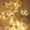 Strings Battery Powered Moroccan Ball Lamp String LED Wrought Iron Metal Hollow Out Fairy Light 1.5/3 Meter 10/20LED D1