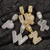 Kedjor Hip Hop Smycken Inledande alfabet Bokstavshalsband Iced Out Baguette Cubic Zirconia Bling hängsmycke för honom/henne