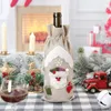 Decora￧￵es de Natal Conjuntos de garrafas de linho sacos de champanhe Papai Noel Snow mann Snow Elk Sacos de vinho Novo Ano no atacado