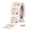 Gift Wrap 500Pcs 2.5cm Green Brackground Thank You Gifts Label Sticker Round Shape Sweet Floral Designs