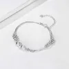 Bellissimi braccialetti in argento 999 per le donne di nozze Bracciale a catena con perline di fascino Gioielli di moda Regalo di San Valentino di compleanno 018