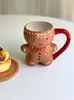 Mugs 300ml 3D Gingerbread Man Mug Santa Claus Ceramic Cups Christmas Tea Coffee Water Cup Kawaii Gift For Year 2022