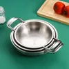 Plates Stainless Steel Pan With Handle Cold Noodle Making Tools Steamed Rice Tray Cake Dish For Home Kitchen Wedding Serving Snack