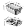 Dinnerware Sets Stainless Steel Lunch Box Sealed And Leak-Proof Bento Metal Storage Container For Work School Picnic Camping