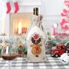 Decora￧￵es de Natal Conjuntos de garrafas de linho sacos de champanhe Papai Noel Snow mann Snow Elk Sacos de vinho Novo Ano no atacado