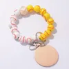 Keychains Fashion Ball Disc Pendant armband voor vrouwen Girls Sport Key Chain Wood Baseball kralen Polse Keychain