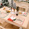 Placemat di Natale Babbo Natale Snowman in pino di Natale Feste invernali Cucina sala da pranzo tavolino rettangolare KDJK2210