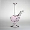 23 cm hjärtform rökrör glasbägare med 14 mm kvinnlig krok manlig skål tjock flaska i den nedre änden av bong dab rig vatten kopp återvinnningstyp