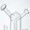 New Unique Double Bongs Special Hookahs 14mm Male And Female Jointt Dab Rigs Splashguard Inline Perc Water Pipes Sidecar Neck Glass Bong Both Herbs and Concentrates