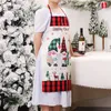 Christmas Linen Gnome Apron Happy New Year Unisex Kitchen Bib with Adjustable Neck for Cooking Gardening