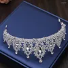 Headpieces Brudkronor ￖrh￤ngen Halsband Set Elegant Bridal Jewelry Accessories Wedding Tiaras Rhinestone Crystal Headpiece