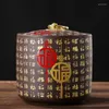 Opslagflessen Chinese stijl Fu Ceramic Jar Cilindrische verzegelde thee Coffee Candy Tank met deksel vergulde vochtbestuur