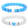 8mm Naturel Pierre Brins Argent Plaqué Perlé Charme Bracelets À La Main Élastique Bracelet Pour Femmes Hommes Amant Bijoux