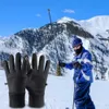 Ski Gloves Three-layer Heated ing Thermal Anti-slip Palm Touch Screen Windproof Cotton Fiber Motorcycle L221017