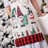 Christmas Linen Gnome Apron Happy New Year Unisex Kitchen Bib with Adjustable Neck for Cooking Gardening