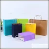 Packing Paper Shop Bags Kraft Paper Mtifunction Soft Color With Handles Festival Gift Packaging Bag 21X15X8Cm Drop Delivery 2022 Off Dhwjc