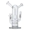 Doppio Bong Sidecar Neck Narghilè Tubi per acqua Perc in linea Paraspruzzi Olio Dab Rigs Sia erbe che concentrati Bong in vetro inebrianti Giunto maschio femmina da 14 mm con ciotola