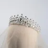 Hårklipp barock magnifik rosenbridal krona tiaras vintage silverpläterade kristallpärlor diadem för kvinnor bröllopstillbehör