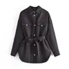 Dames Trench Coats Street Fashion Belt Lace-Up Cotton Jacket Fall 2022 Women#39; s losse en dunne revers lange mouw top