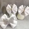 First Walkers Baby Shoes Pure White Christening Cute Pearls Custom Made DIY Inspired Wedding Born Footwear Princess Little Girl