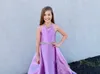 Überrock-Festzug-Kleid für Mädchen, 2023, mit Perlen verziert, Taille, Neckholder, formelles Partykleid zum Geburtstag kleiner Kinder, Kleinkinder, Teenager, bodenlang, Königsblau, Rot, Lila, Satin, tailliert