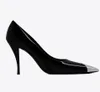 Women Vesper Sandals Shoes Women Slingback Lady Pumps High Heels Walking Eu35-40.Box Patent Leather Metal Toe Cap Comfort