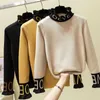 Maglioni femminili autunno inverno spesso caldo bellissimo ricamo a cucchiaio a cucciolo femminile a maniche lunghe maglione per pullover a maglieria femminile tira femmina tops t221019