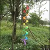 Decorações de jardim ao ar livre arco -íris moinho de vento de vento de vento decorar decorar giratório de vento portátil durável, giratória portátil colorida fita kn dhikx
