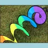 Garden Decorations Outdoors Rainbow Spiral Windmill Windsock Garden Decorate Durable Rotate Portable Wind Spinner Coloured Ribbon Kn Dhikx