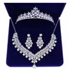 Headpieces KMVEXO Baroque Crystal Water Drop Bridal Jewelry Sets Rhinestone Tiaras Crown Necklace Earrings Bride Wedding Dubai Set