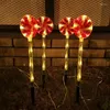 Nattljus 2022 Solar Small Candy Light Outdoor LED Christmas Lollipop Lamp Year Festival Decoration Garden Decorative