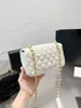 Designer 9A Fashion Handbag Flap Bag med djärva guldkedjekodik Kroppar Purses Officiellt importerat äkta läder från Frankrike 29PV5M