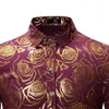 Casual shirts voor heren voor mannen Black Rose Bronzing Luxe Luxe lange mouw overhemd bruidegomsmen feest zachte easycare formele topkleding