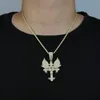 New Punk Wing Pendant Necklace Plated Gold Sier Color for Women Men Angle Wings Charm with Rope Chain Cz Tennis Chains Necklaces Hip Hop Jewelry