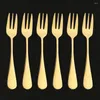 Stepware Setleri 6/12 PCS Altın Ayna Çakil Çatal Seti Paslanmaz Çelik Sabir Takım Terimleri Meyve Salatası Mutfak Tatlı Snack Cake Forks