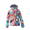 Chaquetas de esquí de invierno para mujer, chaqueta de esquí colorida de camuflaje, transpirable, impermeable, a prueba de viento, para Snowboard, abrigo deportivo cálido para exteriores